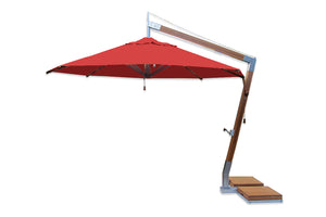 Bambrella 11.5' Round Levante Side Wind Bamboo Crank Lift Manual Tilt Cantilever Umbrella