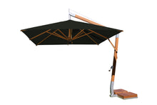 Bambrella 11' Square Levante Side Wind Bamboo Crank Lift Manual Tilt Cantilever Umbrella