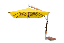 Bambrella 11' Square Levante Side Wind Bamboo Crank Lift Manual Tilt Cantilever Umbrella