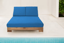 Pacific Teak Outdoor Double Chaise Lounger. Sunbrella Cushion.