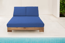 Pacific Teak Outdoor Double Chaise Lounger. Sunbrella Cushion.