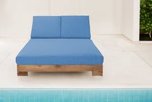 Pacific Teak Outdoor Double Chaise Lounger. Sunbrella Cushion.