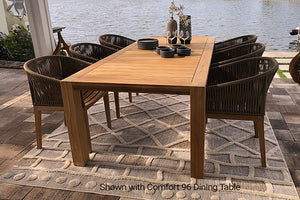 7 pc Royal Teak Malibu Rope & Teak Dining Set with Comfort 96 Dining Table