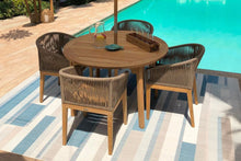 5 pc Royal Teak Malibu Rope & Teak Dining Set with Admiral 50" Round Table