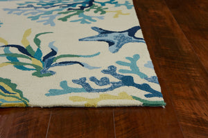 KAS Harbor Ivory/Blue Oceana Indoor/Outdoor Rug