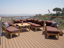 10 pc Monterey Teak Sectional Seating Group with 36" Chat Table. Sunbrella Cushion.