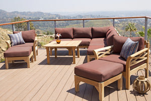 10 pc Monterey Teak Sectional Seating Group with 36" Chat Table. Sunbrella Cushion.